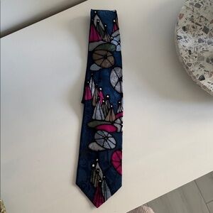 Robert Daskal Hand Painted 100% Silk Tie Signed by Juli Lirkow Hand Sewn in USA